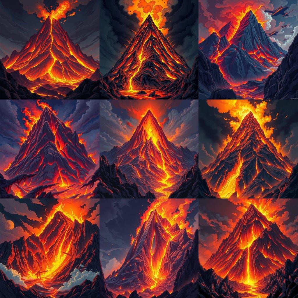 Cyberpunk Mountain Meltdown in Anime Style