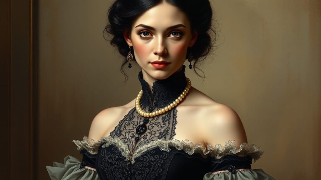 Elegant Victorian Lady Scientist Portrait in Victorian Style