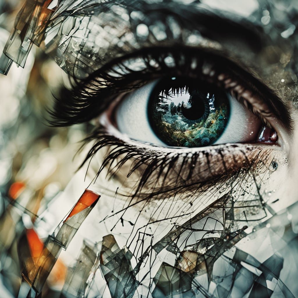 Hyperdetailed Mermaid Portrait in Double Exposure Style