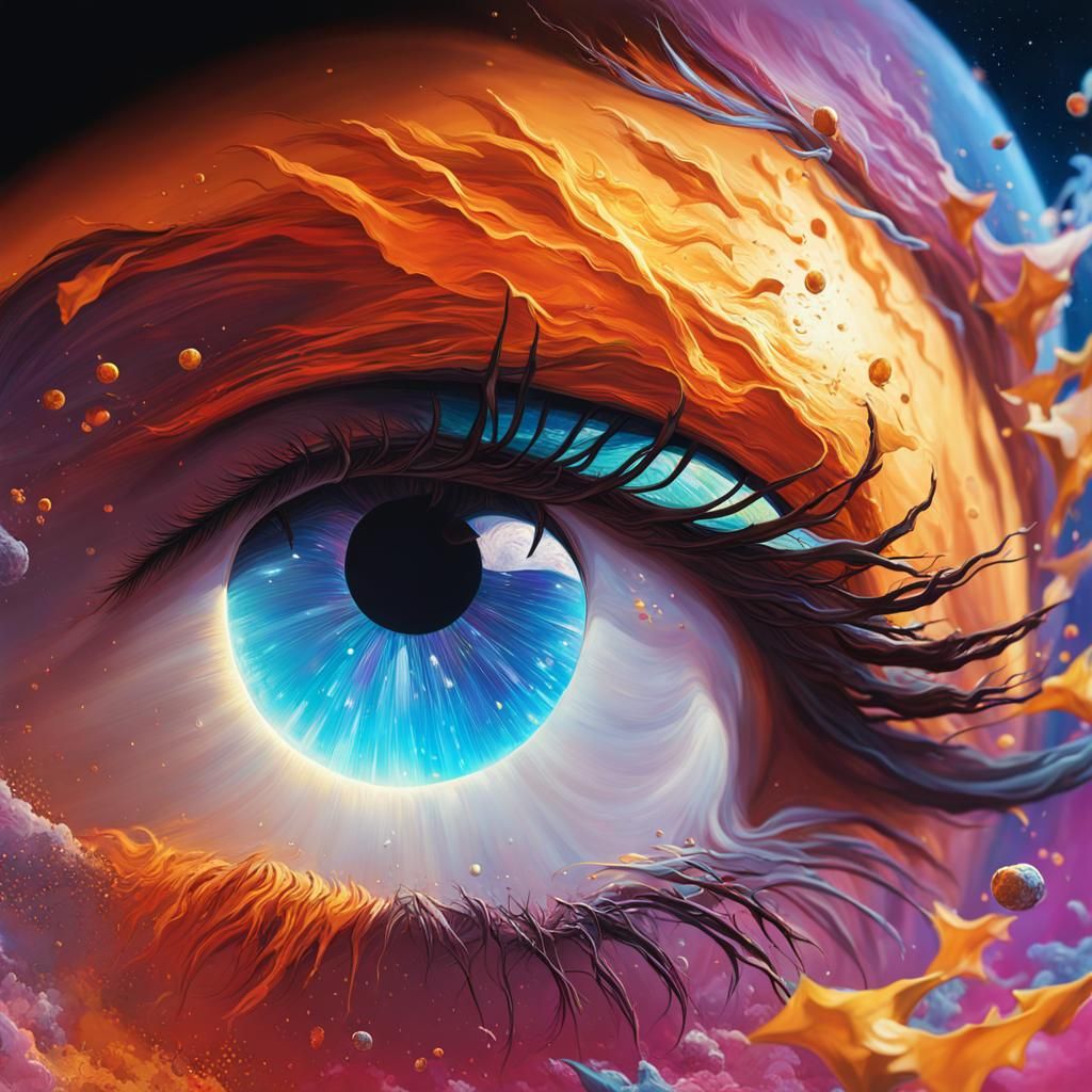 Dramatic Hyperrealistic Portrait with Splash Art Elements