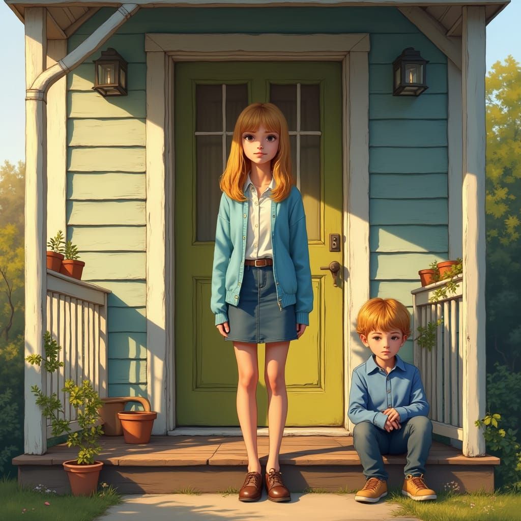 Hyper-Realistic Portrait on a Porch in Evening Light