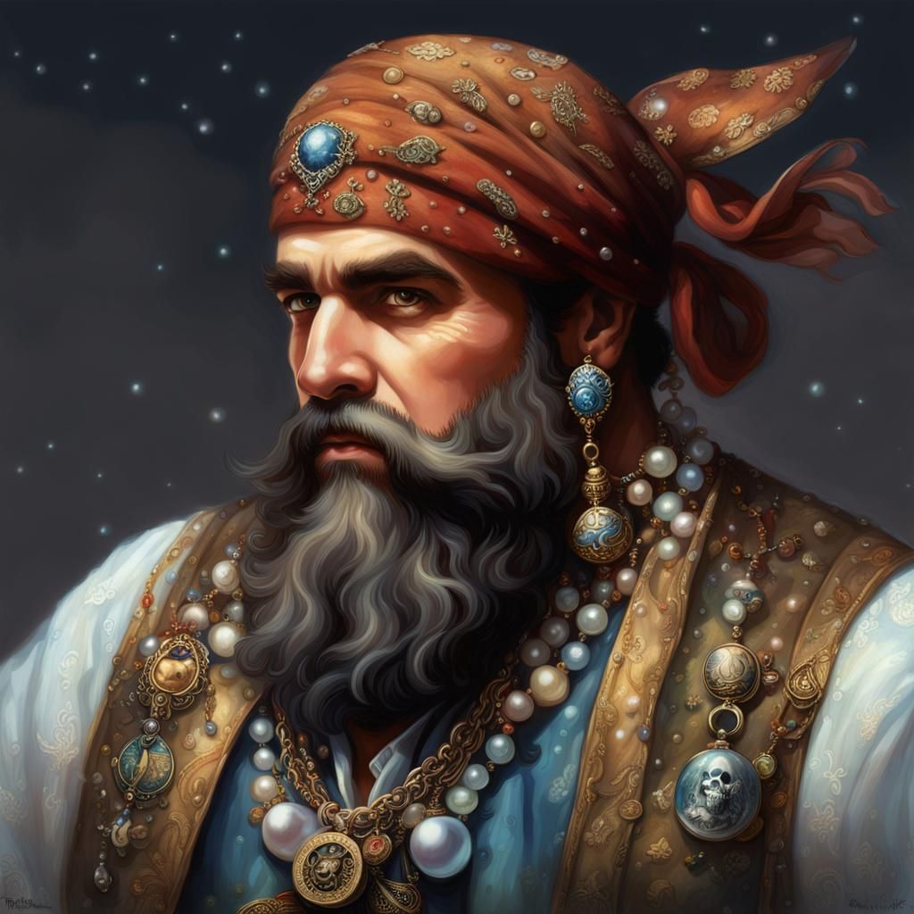 Pirate Dwarf with Ethereal Fantasy Elements
