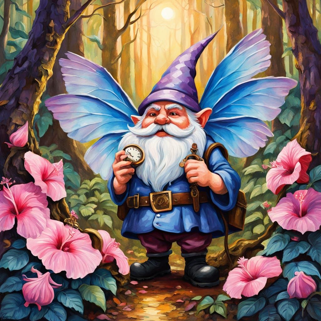 Gnome in Bioluminescent Forest, Miyazaki Style