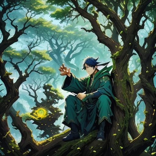 Assassin in Tree Branch: Detailed Matte Painting