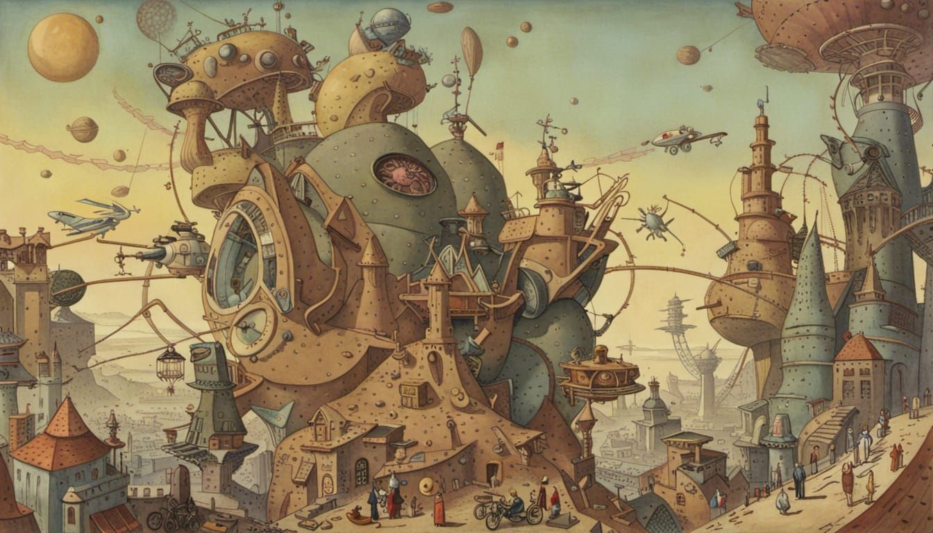 Futurama Characters in Bosch Style on Alien Planet