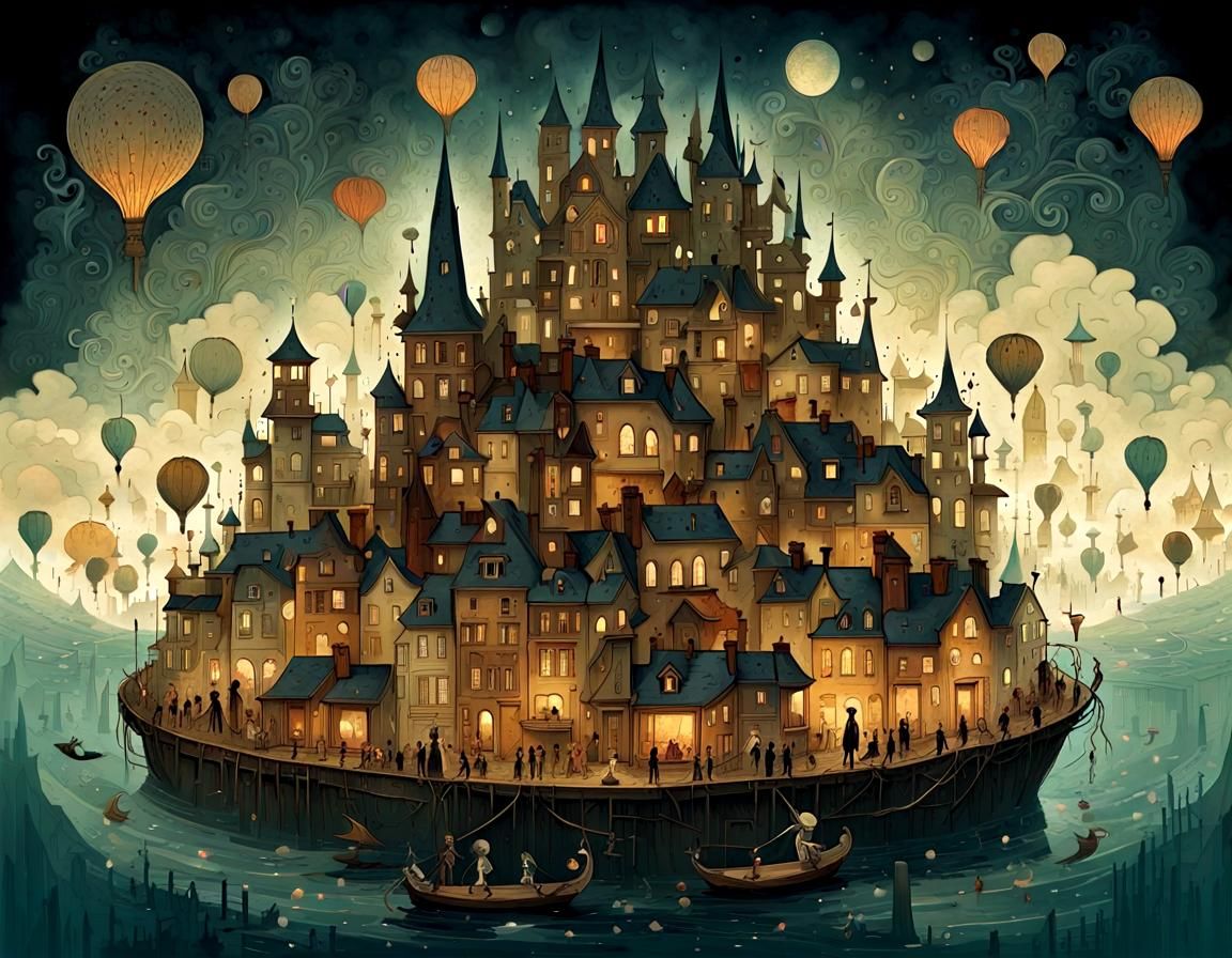 Dystopian City of Happy Children Masterpiece