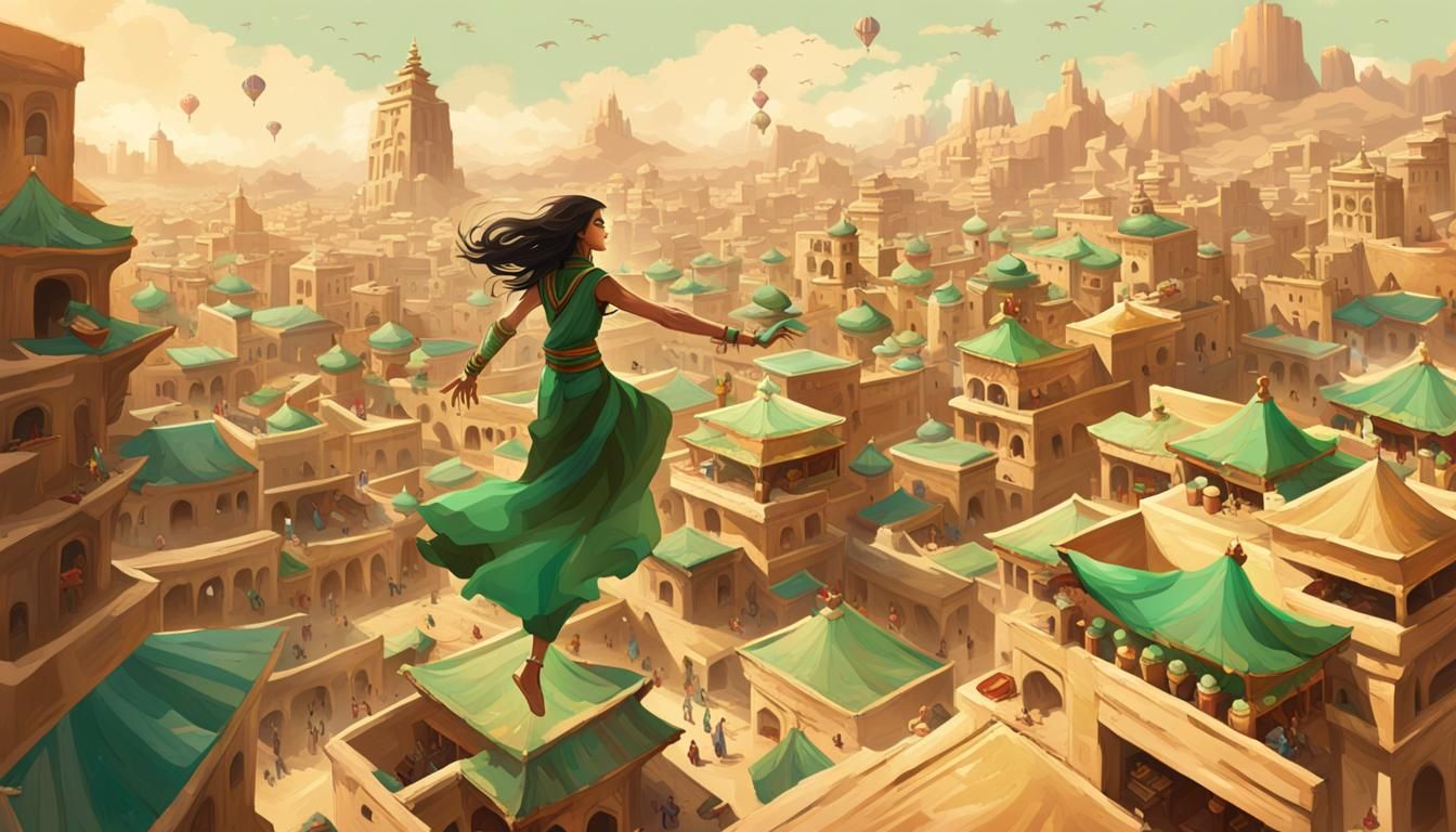 Desert Bazaar Chase in Cubist Style