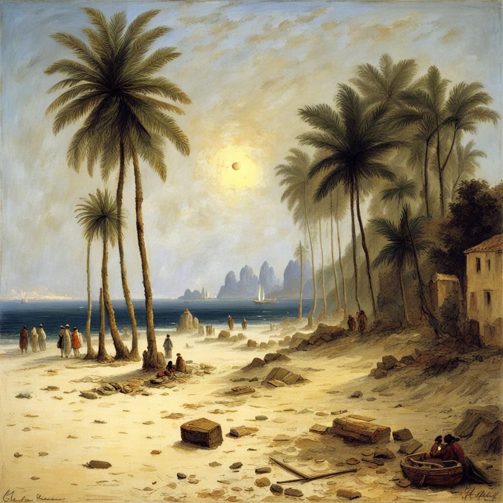 Tropical Beach Inspired by Classical Masters
