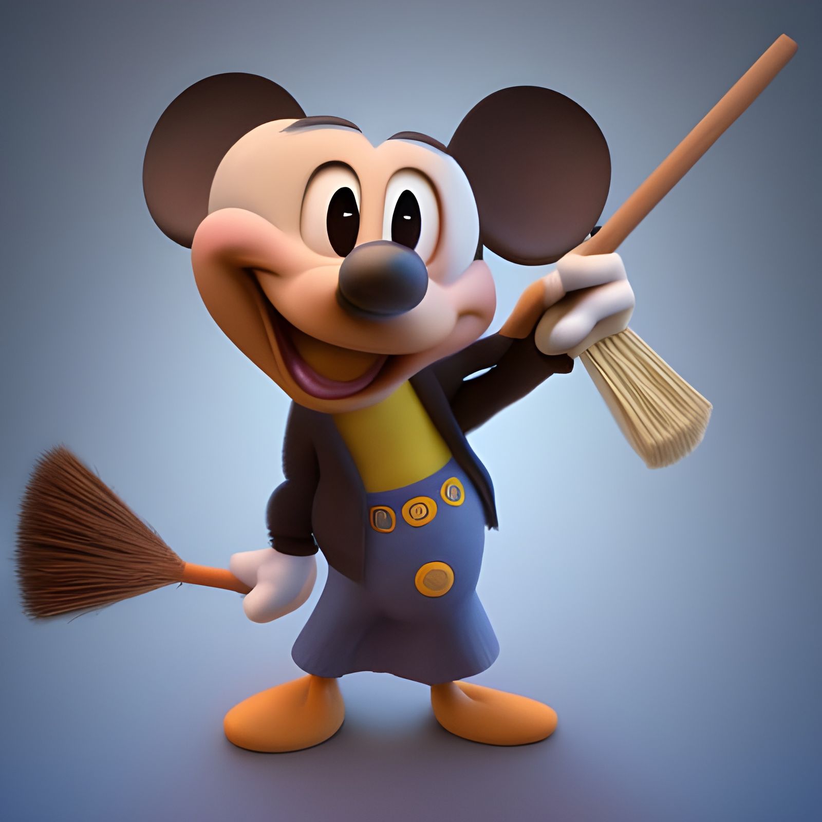 Mouse with Broom: Pixar-Style 3D Digital Art