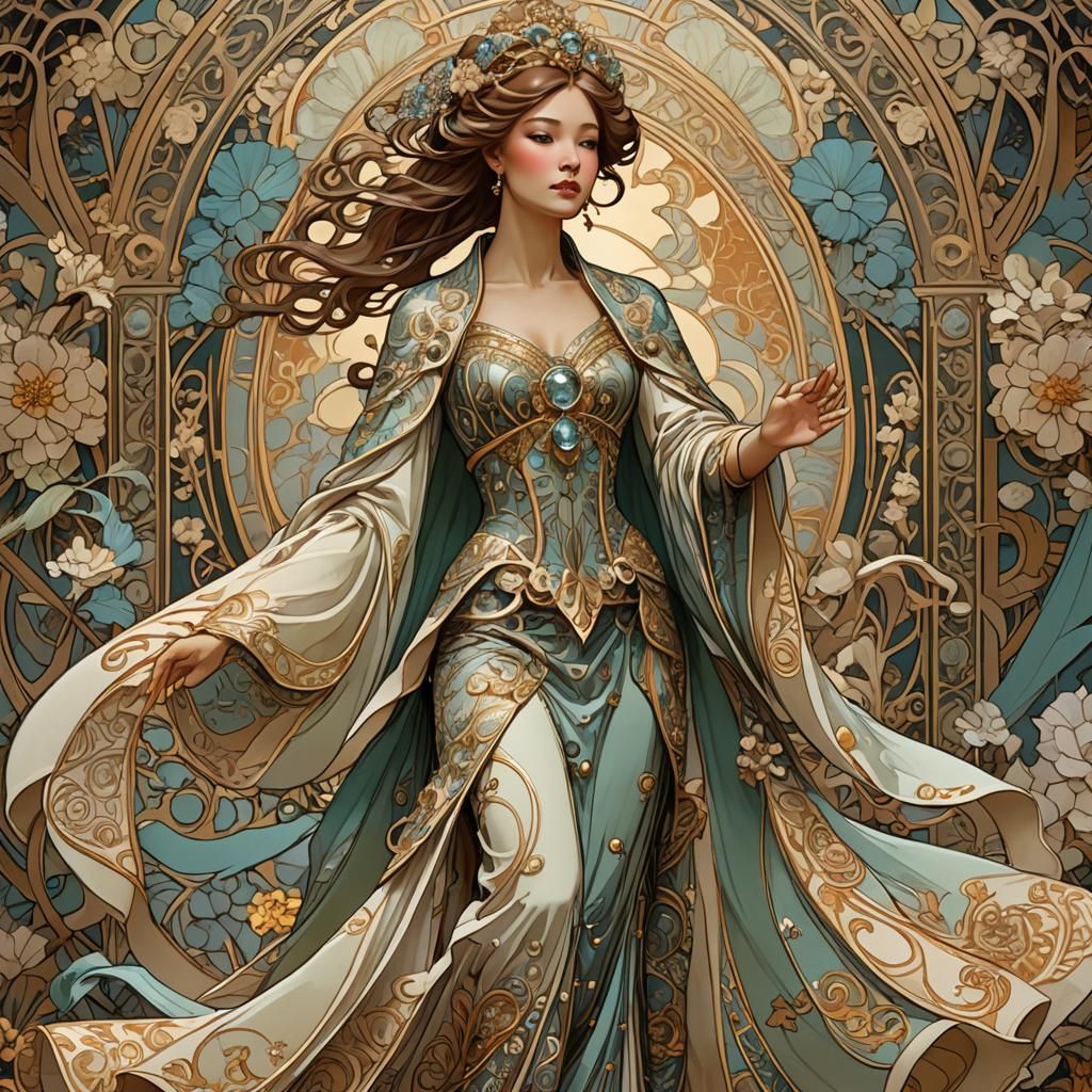 Art Nouveau Empress Strides Down Runway