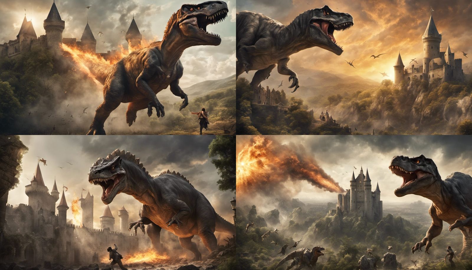 Giant Tiger-Faced Dinosaur Attacks Medieval Castle