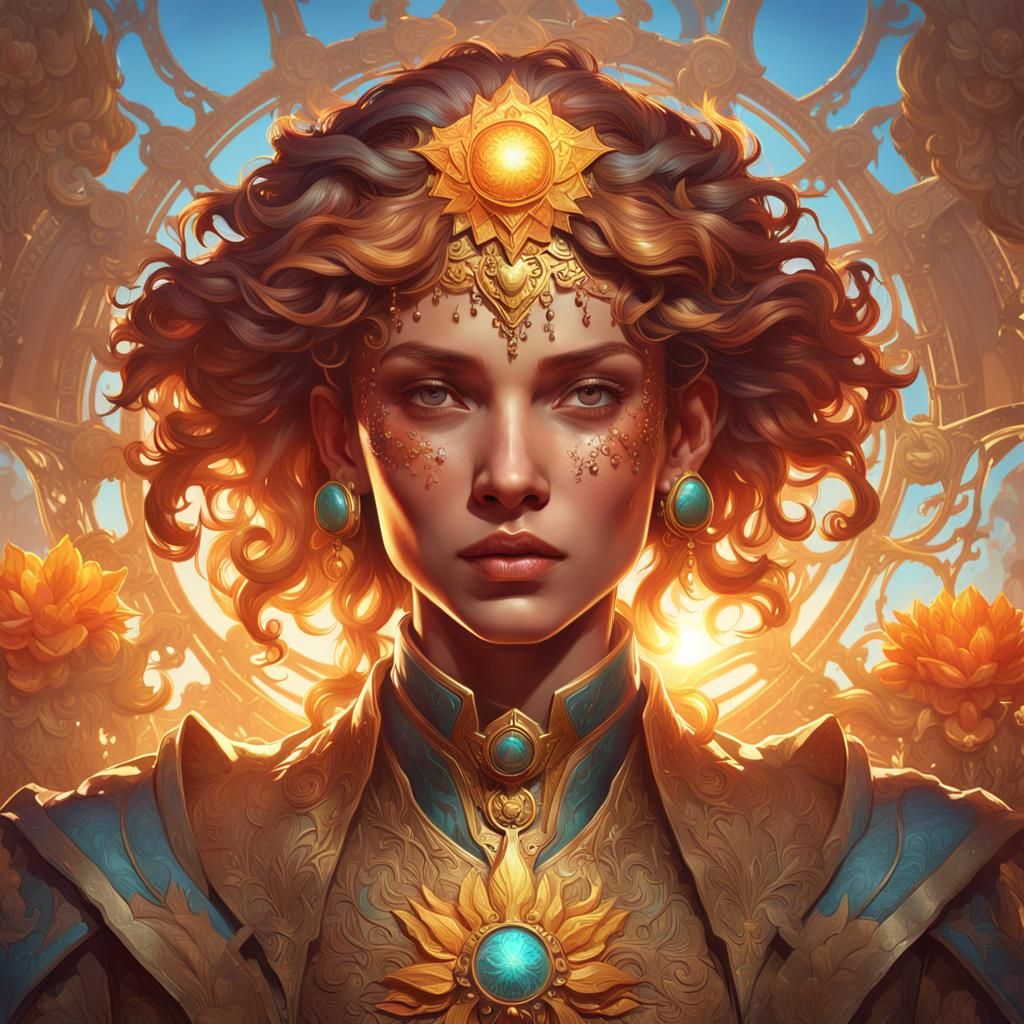 Hyperdetailed Portrait of the Sun in Splash Art Style