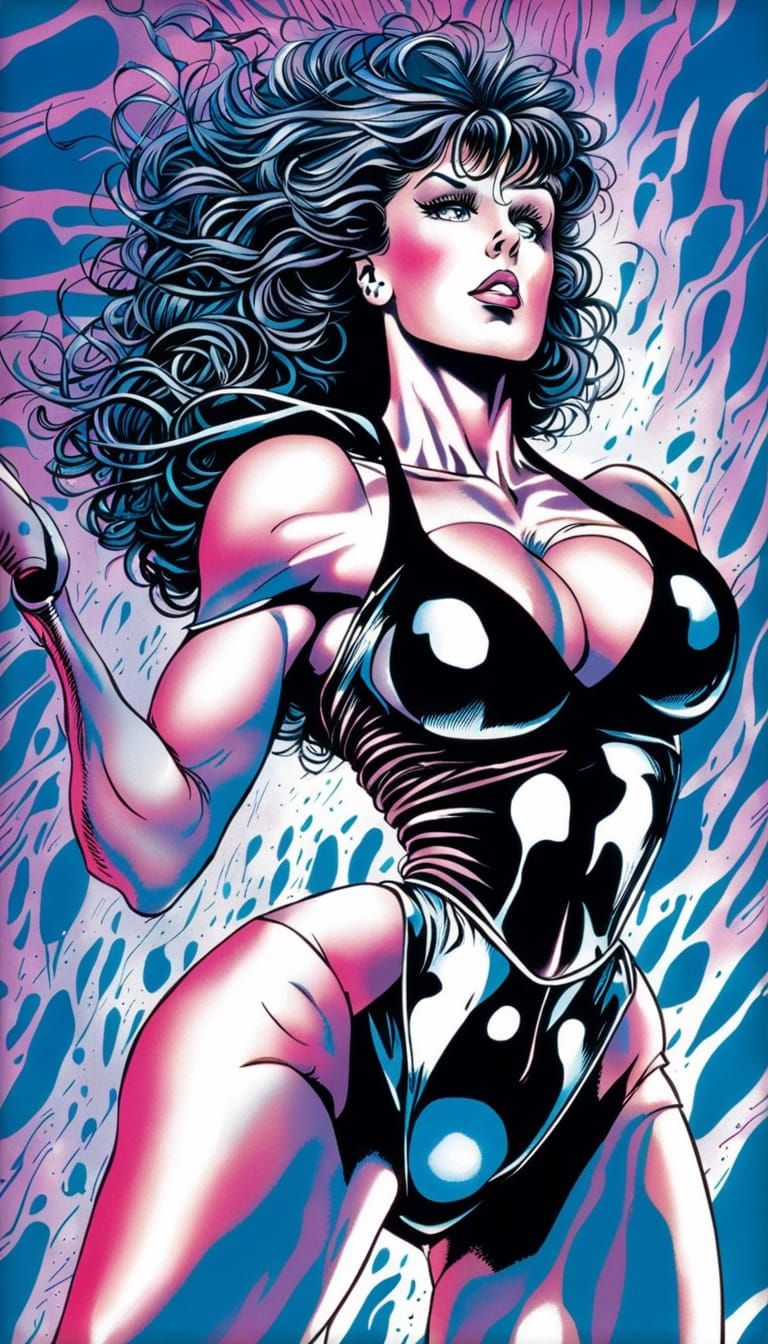 Female Bodybuilder in 80s Anime Style