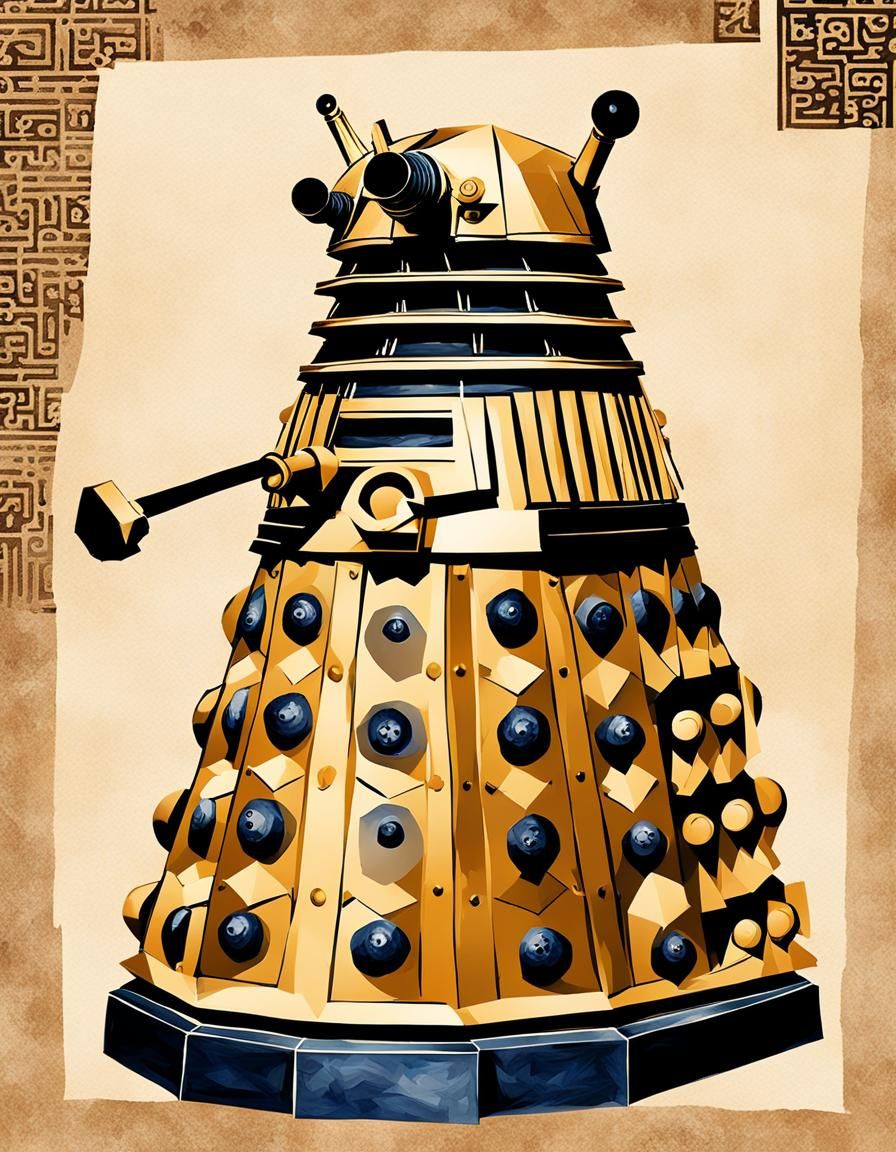 Dalek as Ancient Japanese Nihonga Painting