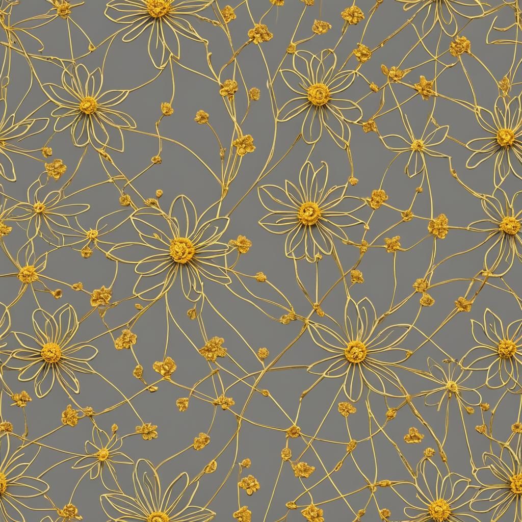 Golden String Flower: Minimalist AI Art