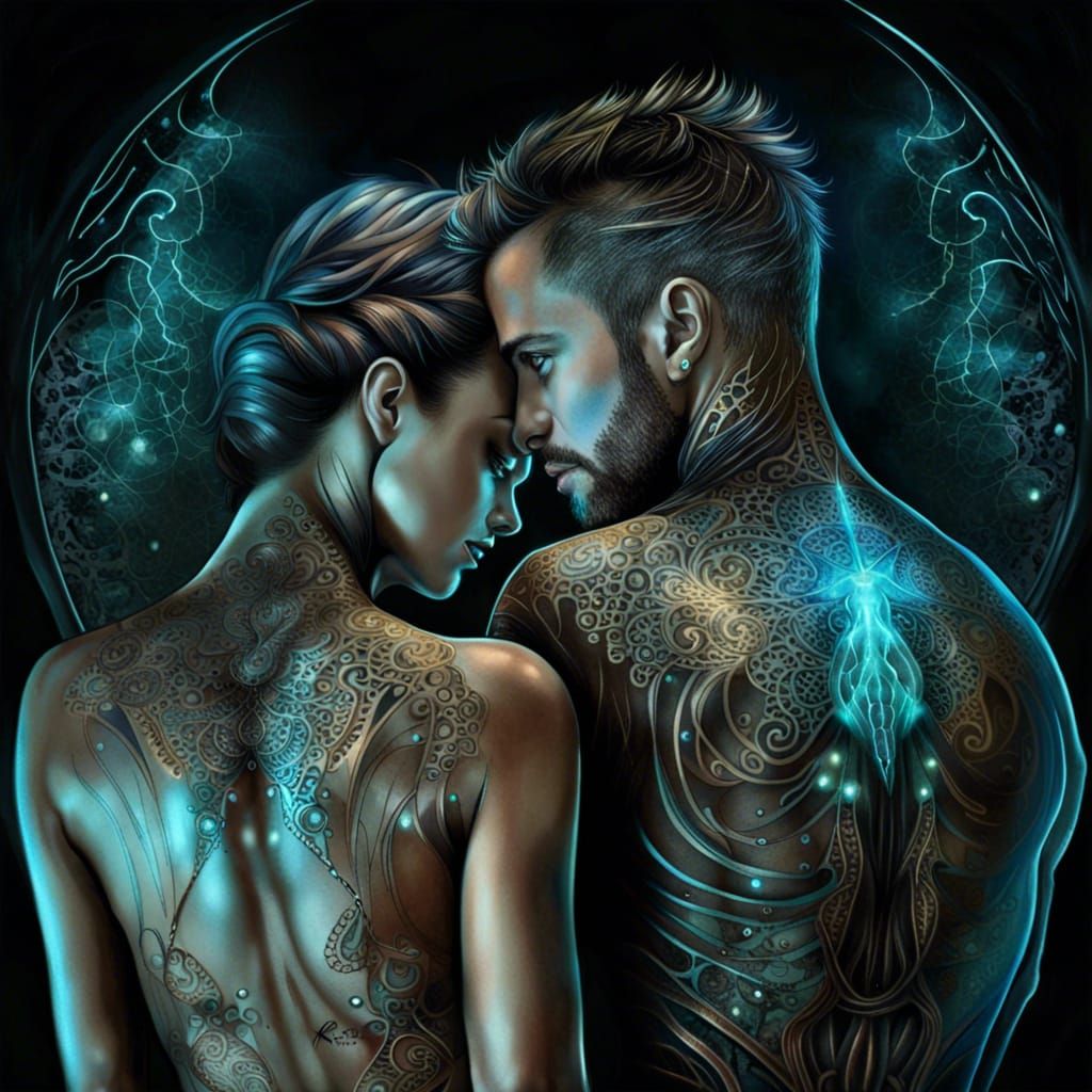 Bioluminescent Filigree Tattoo in Photorealistic Style