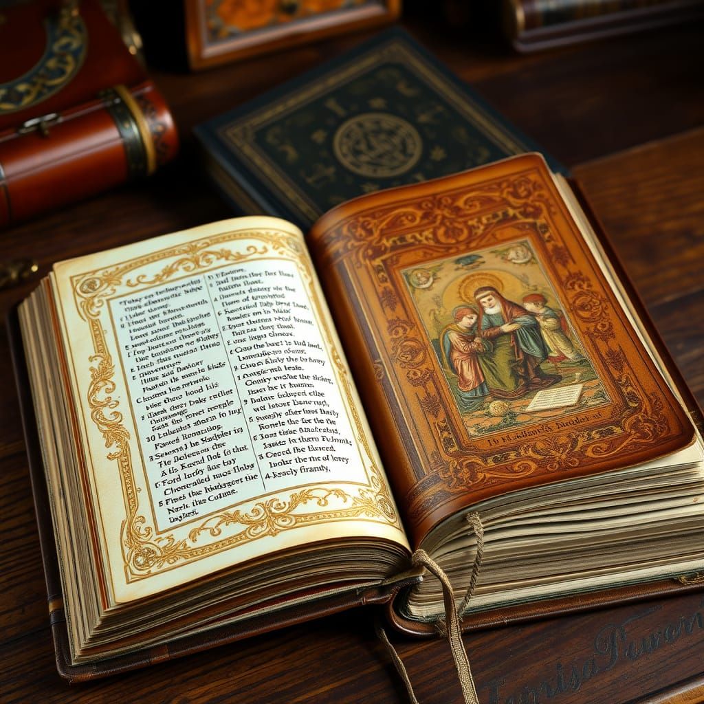 Ornate Medieval Bibles with Golden Filigree