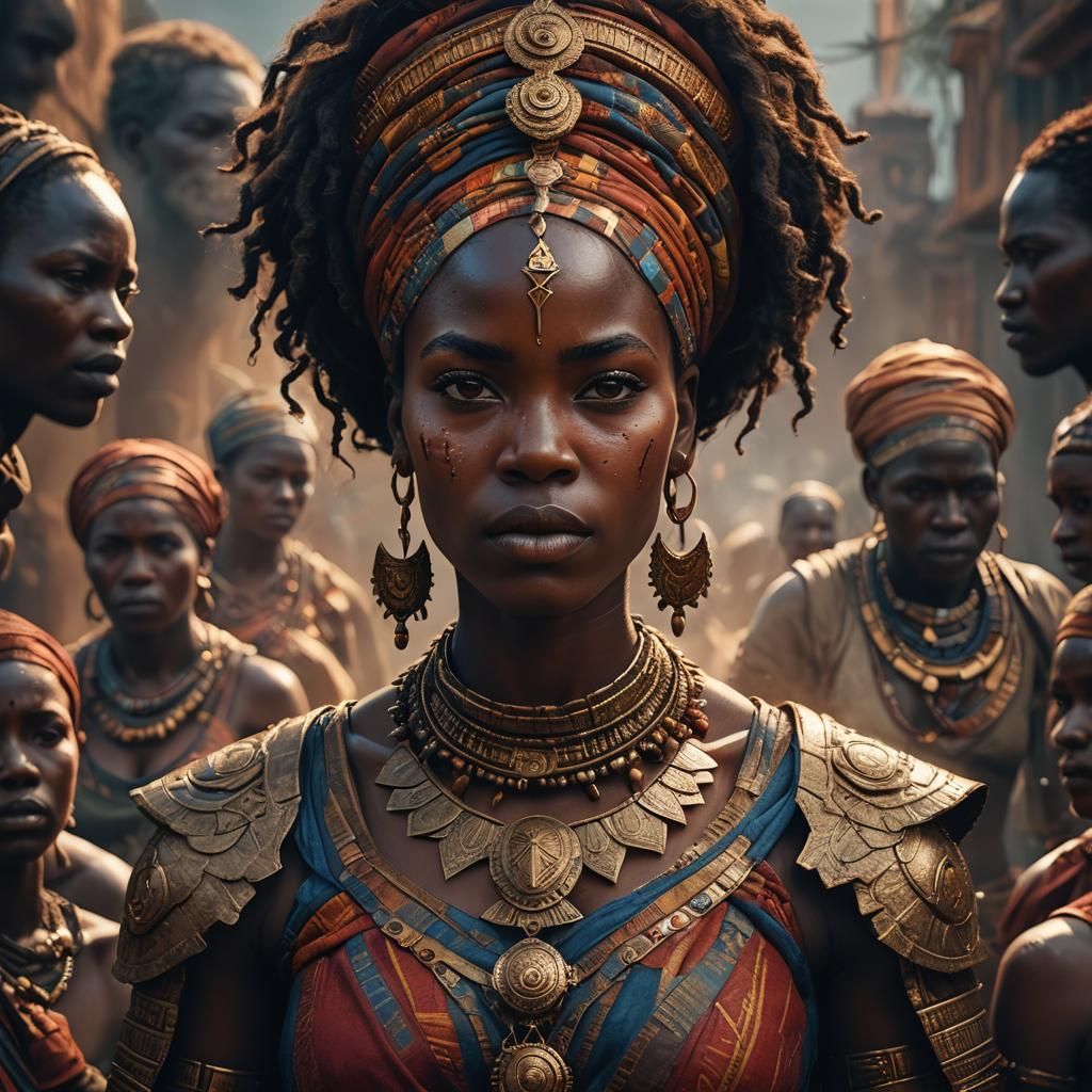 Passionate African Woman: Dramatic Portrait in Fantasy Style