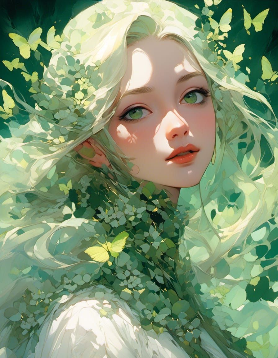 Intense Green Eyes: A Portrait in Ethereal Colors