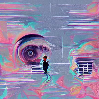Stylized Depiction of Paranoia and Unease