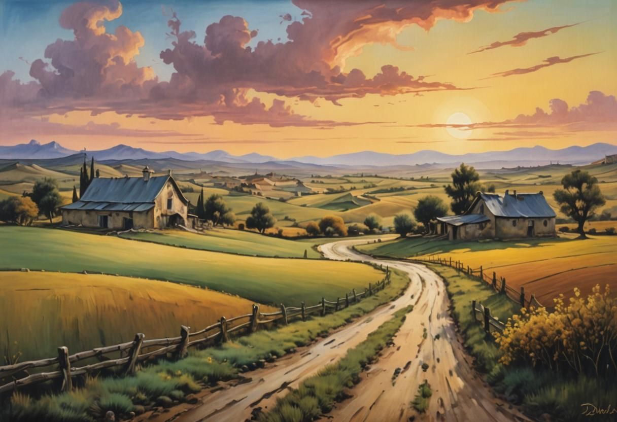 Surreal Rural Farm in Salvador Dali Style