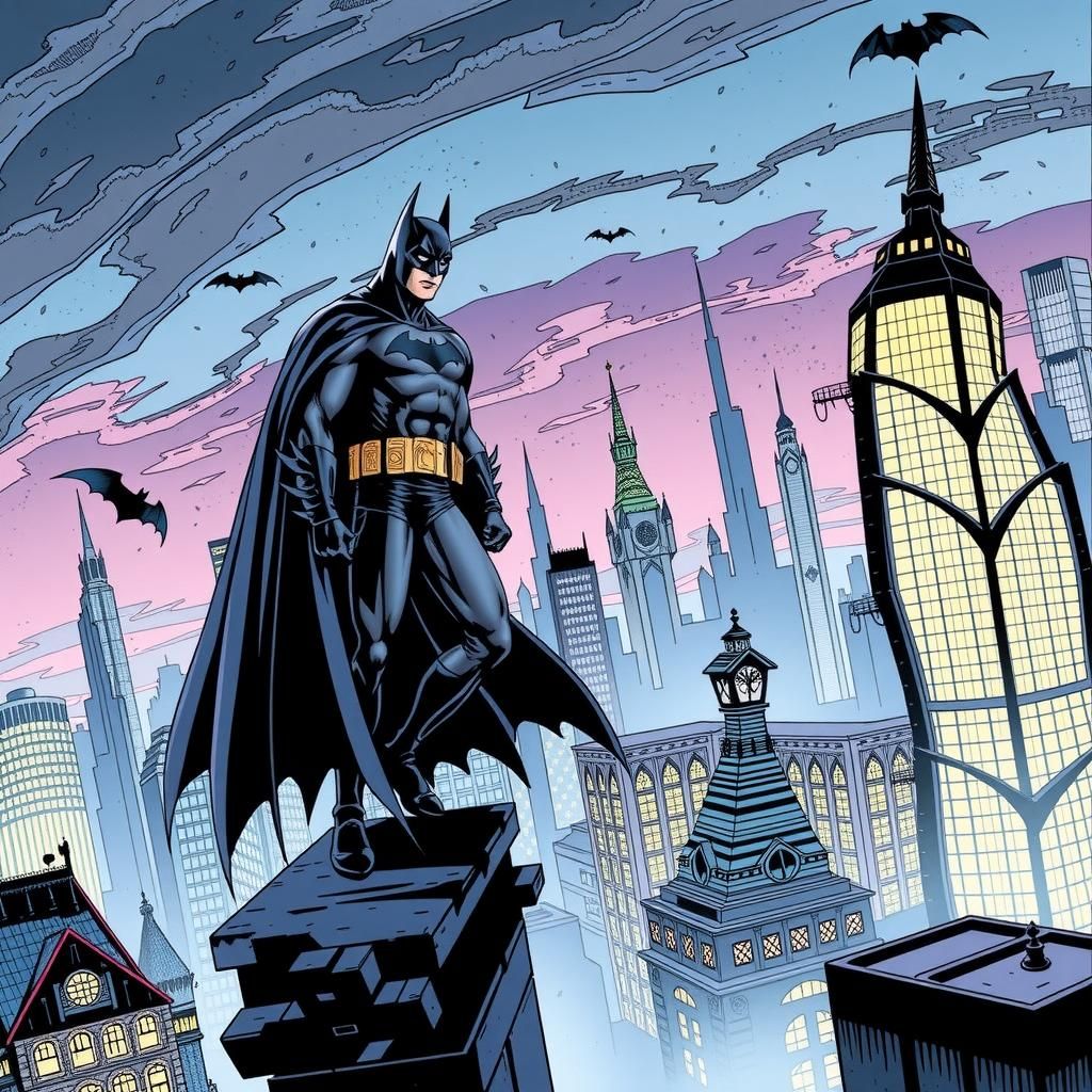 Batman Comic Book Art: Gotham City Vigil
