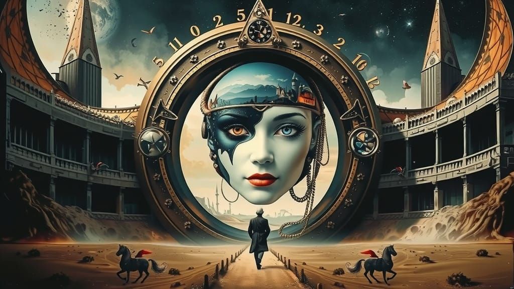 Timeless Surreal Dreamscape in Art Noir Style
