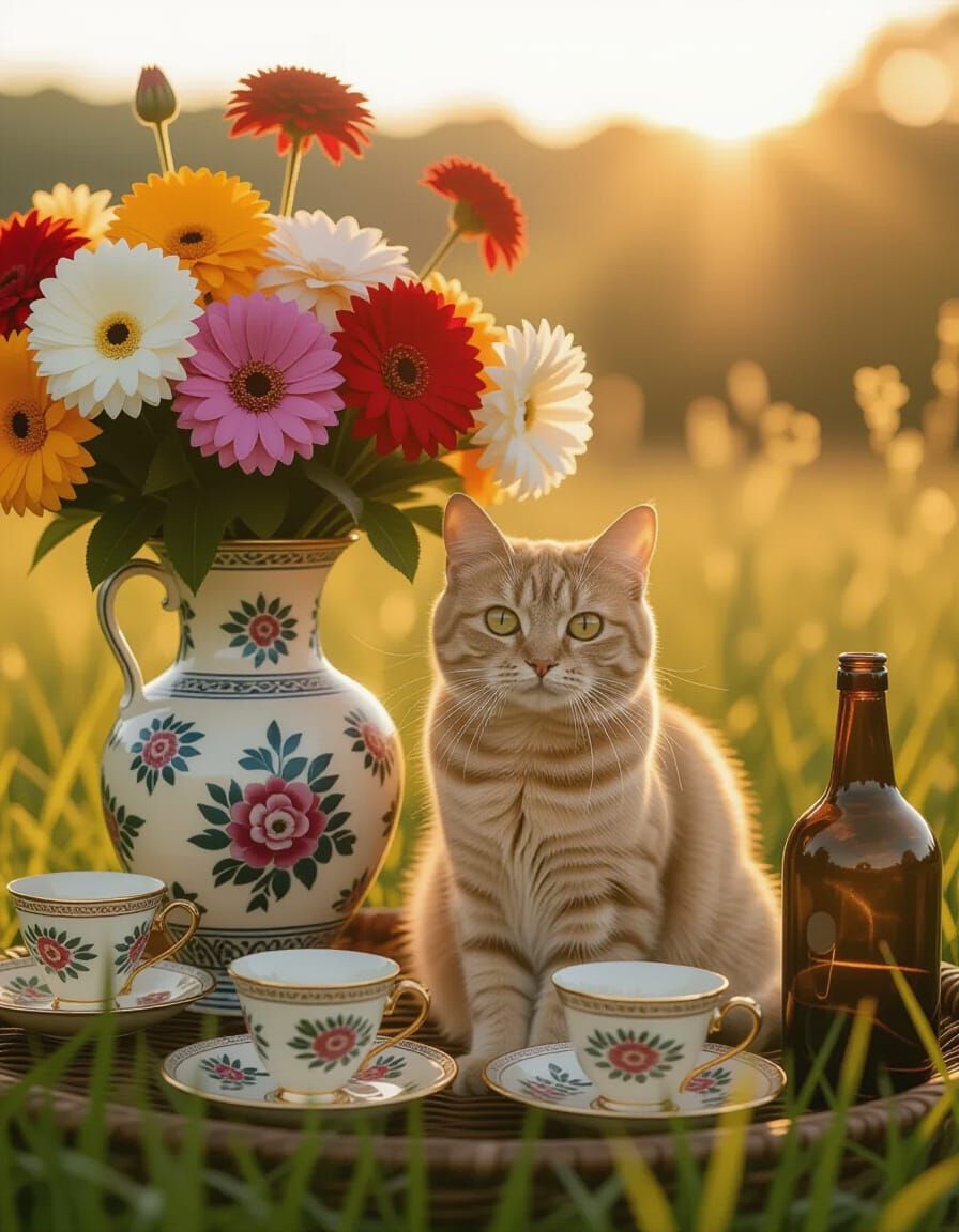 Cinematic Cat in French Landscape, Film Still