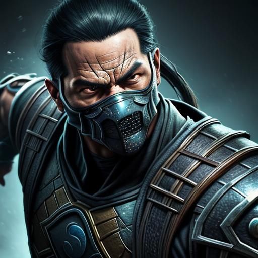 Hyperrealistic Mortal Kombat Character in Splash Art Style