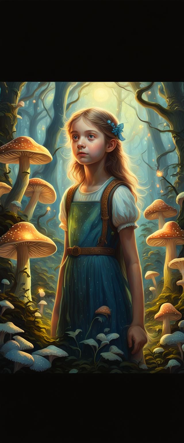 Enchanting Forest Scene with Girl and Wand