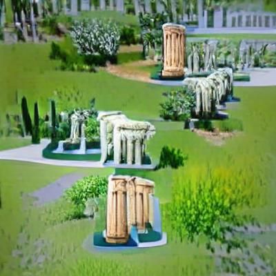 Ancient Greek Temples, Pillars, and Gardens