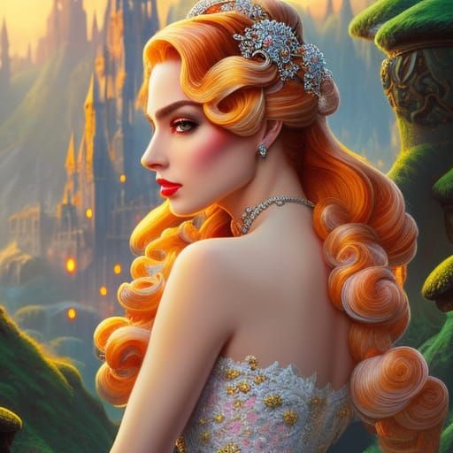 Princess Peach in a Fantasy Lace Gown