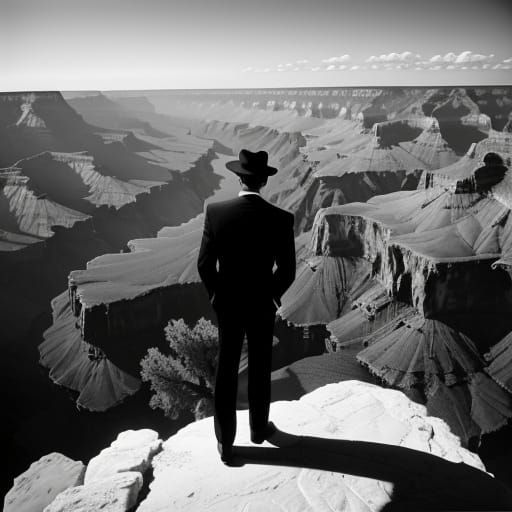 Film Noir Man at the Grand Canyon
