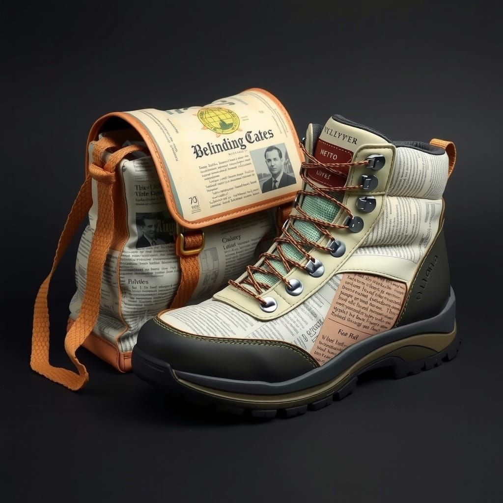 Newspaper Boots and Bag: Highly Detailed