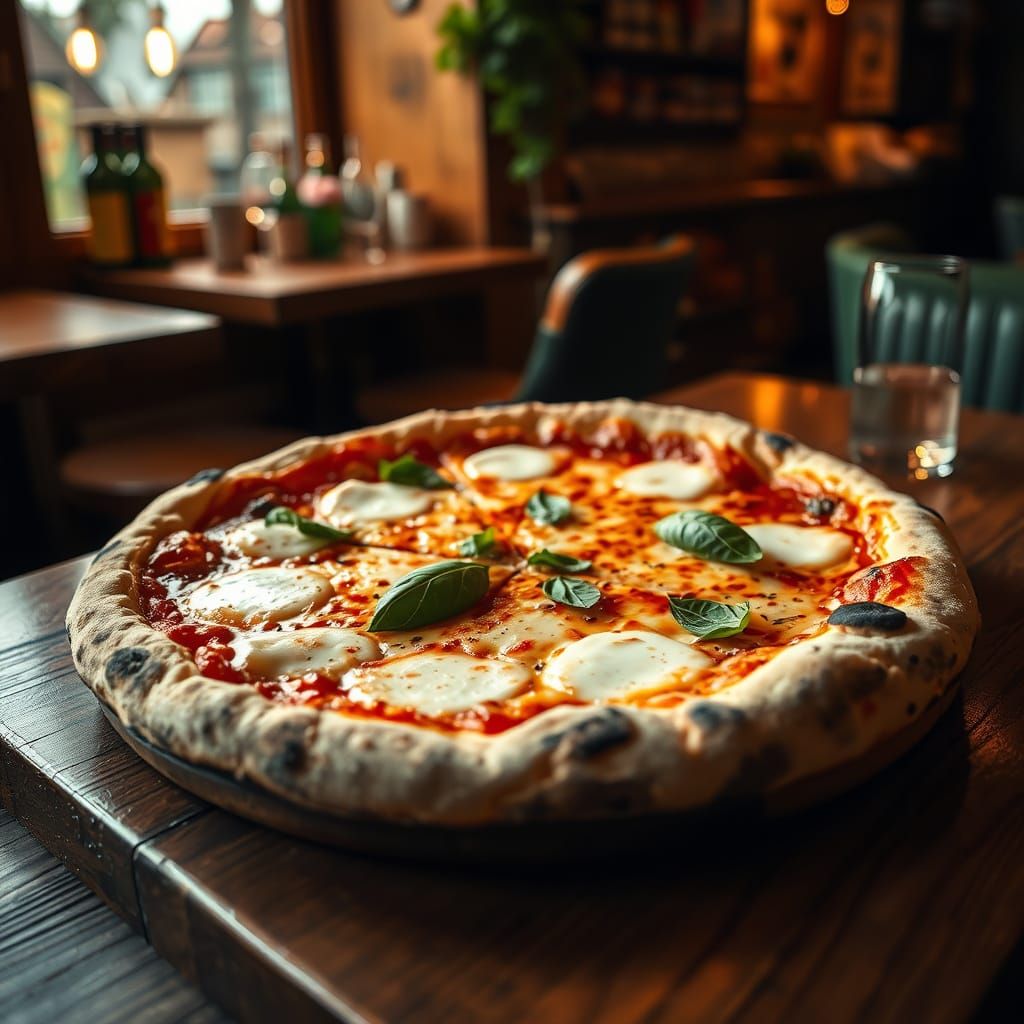 Warm Italian Pizza Scene with Cozy Lighting