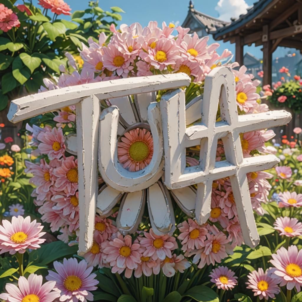 Anime Flower Garden with Floating Numbers