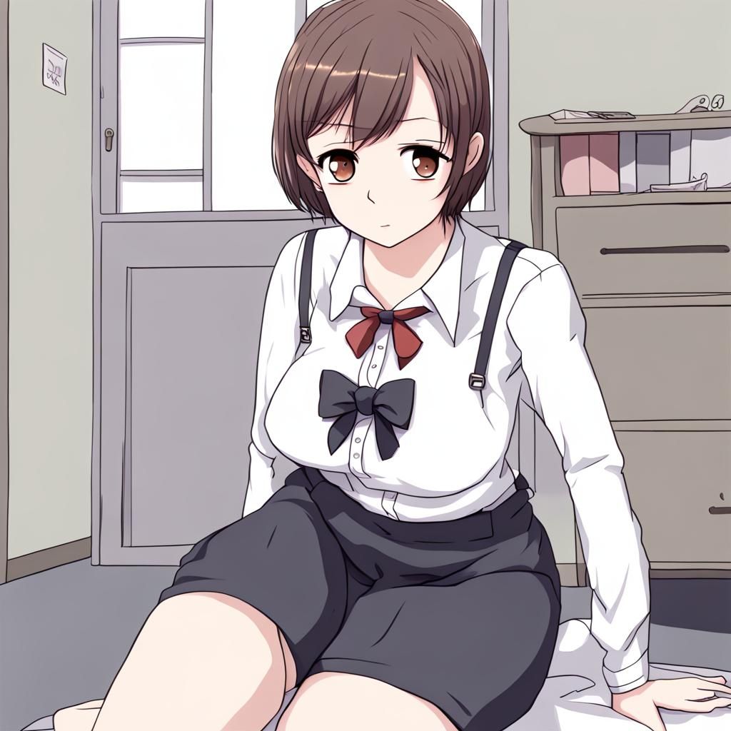 Cute Anime Woman in Japanese Manga Style