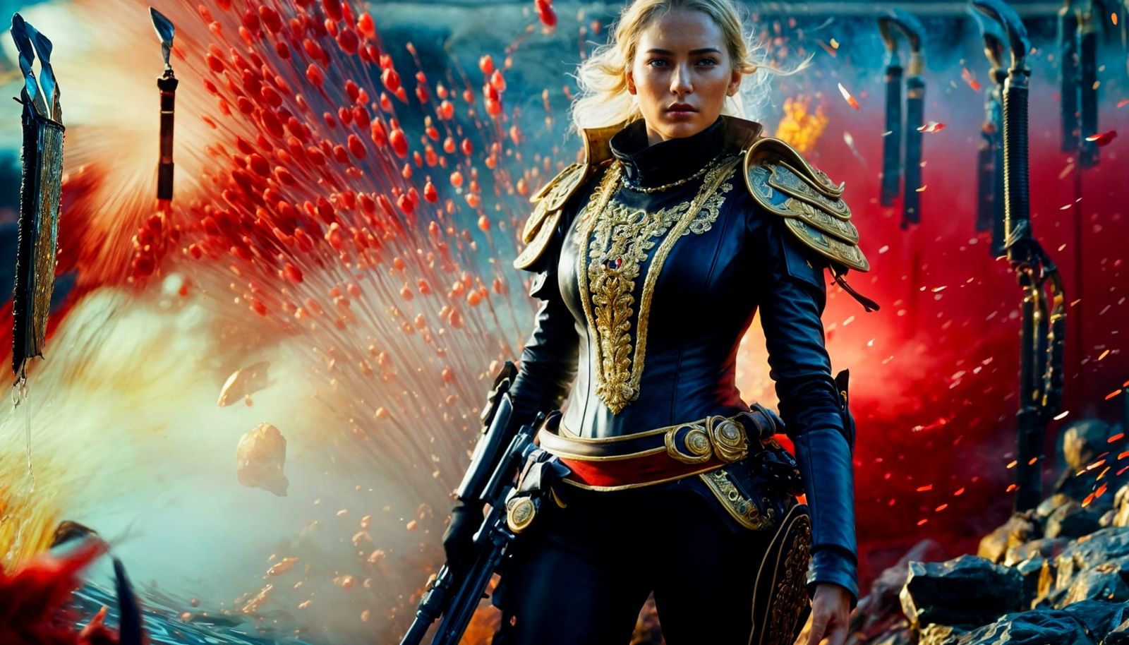 Lady Battle Commander in Double Exposure Style