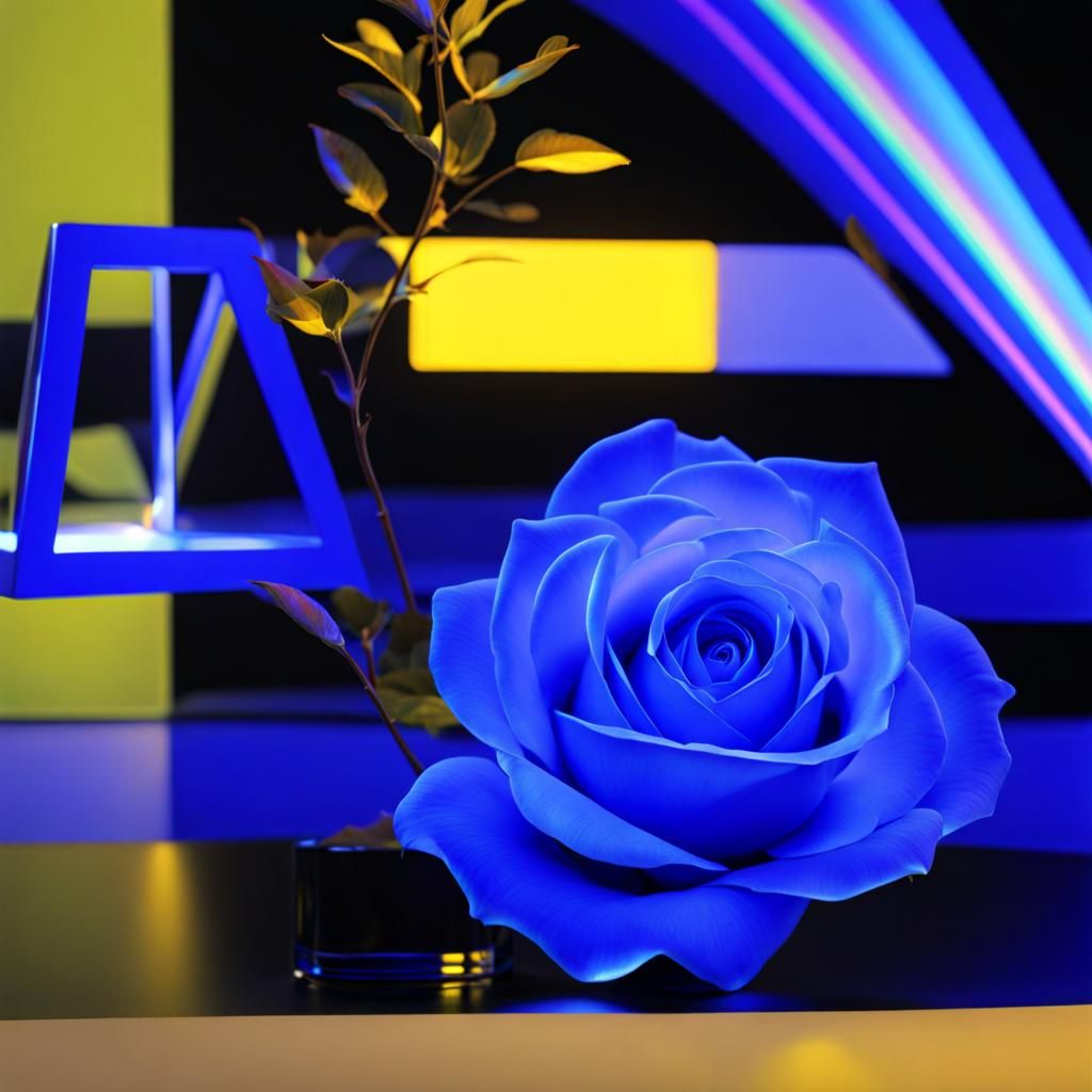 Holographic Blue Rose Still Life in Mixed Reality