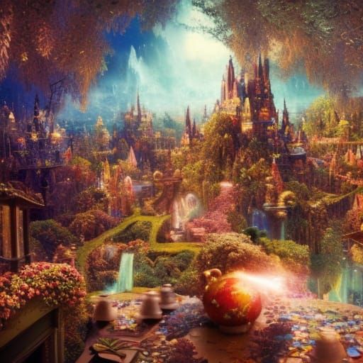Celestial Garden of Stars and Gingerbread Houses