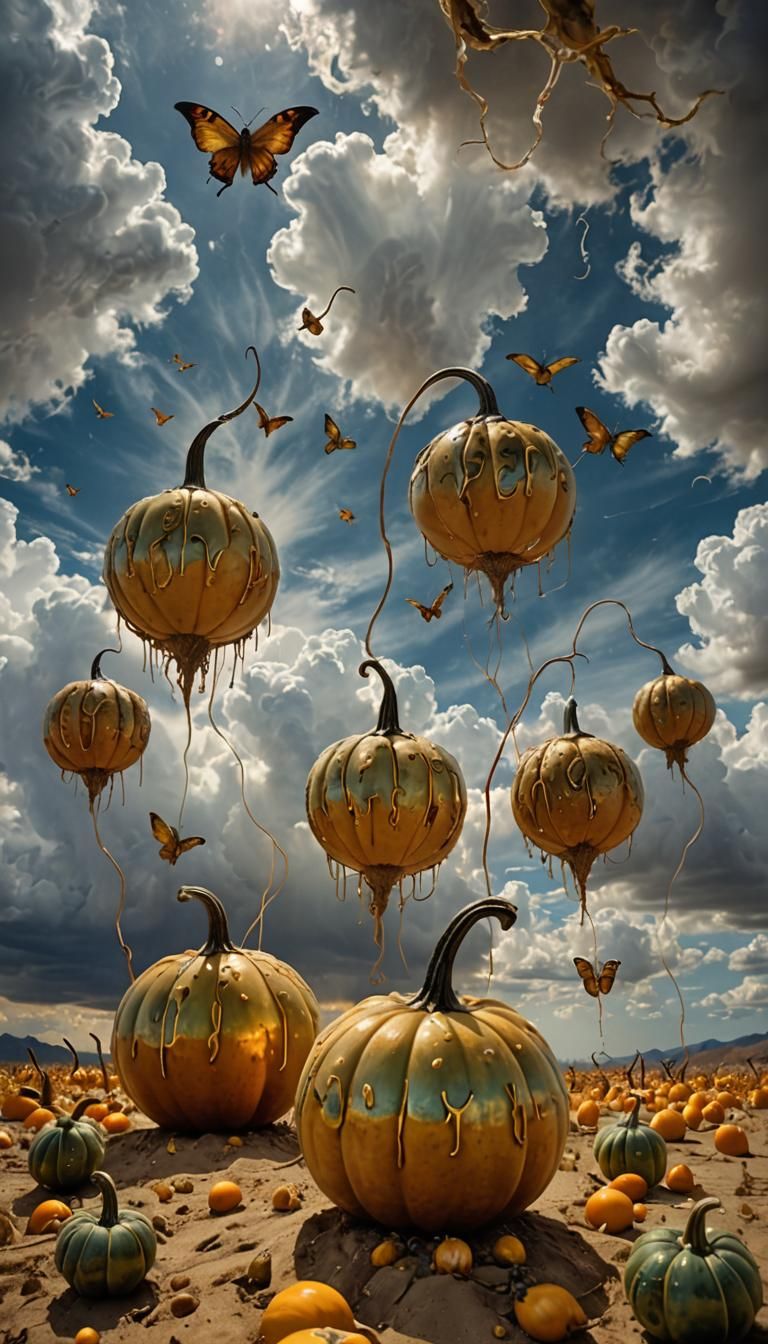 Gourds Descend into Surreal Desert Landscape