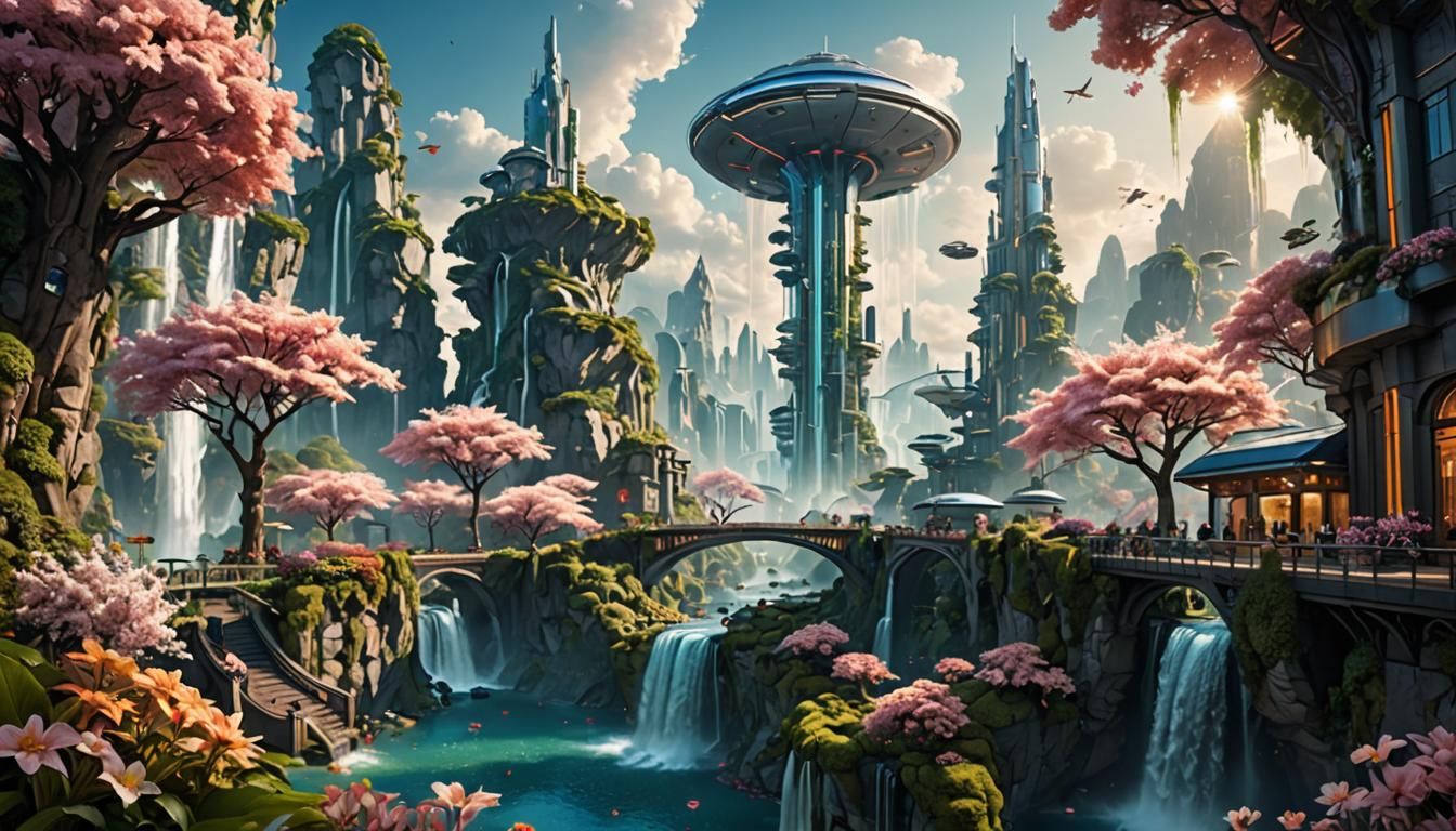 Fantasy Landscapes Meet Futuristic Cityscapes: Hyperrealism