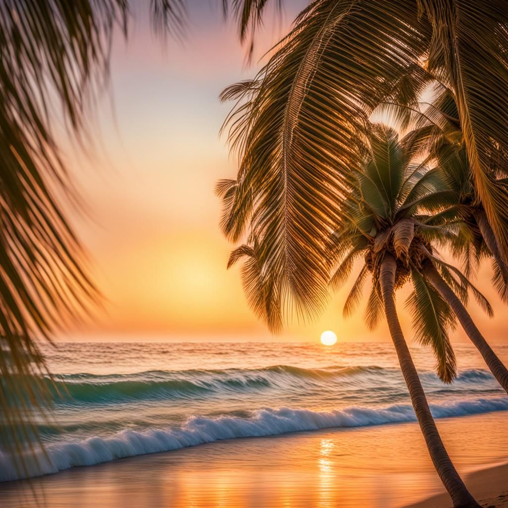 Serene Sunset Beachscape: Vibrant Nature Photography