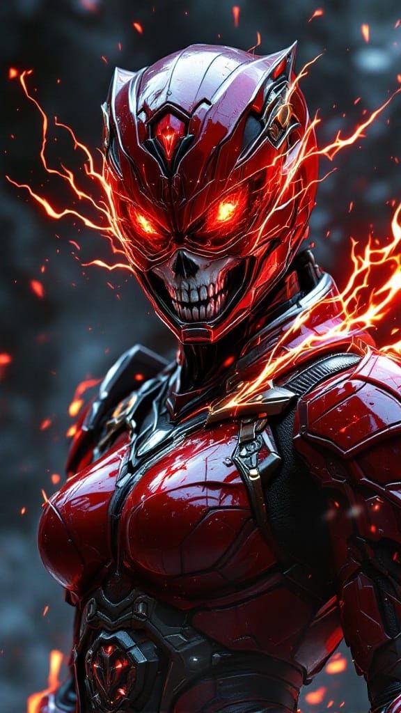 Corrupted Female Power Ranger in Military Armor