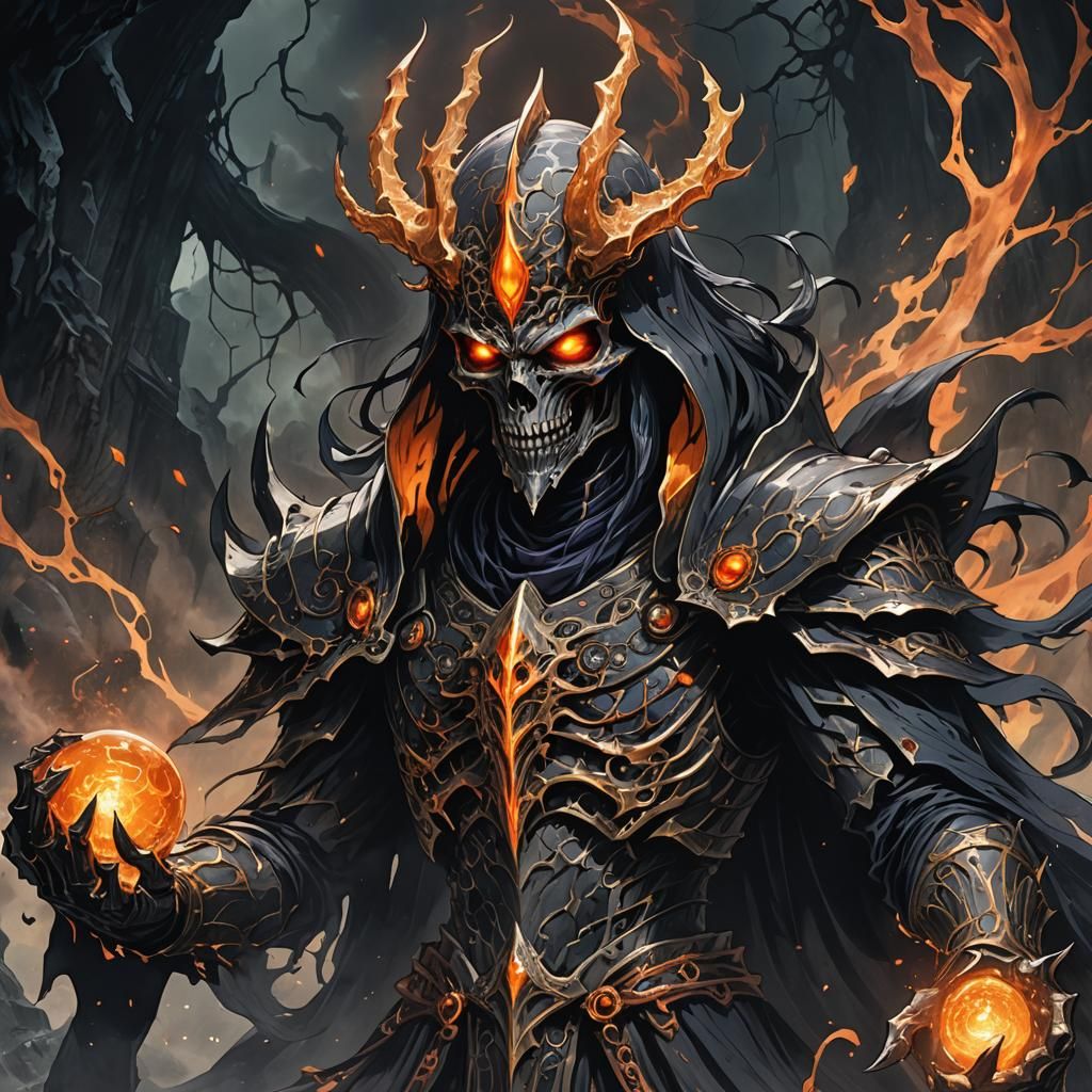 Necrothar the Lich in Dark Fantasy Anime Style