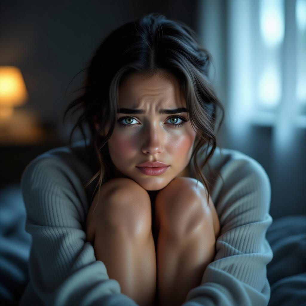 Introspective Portrait in Dramatic Chiaroscuro Lighting