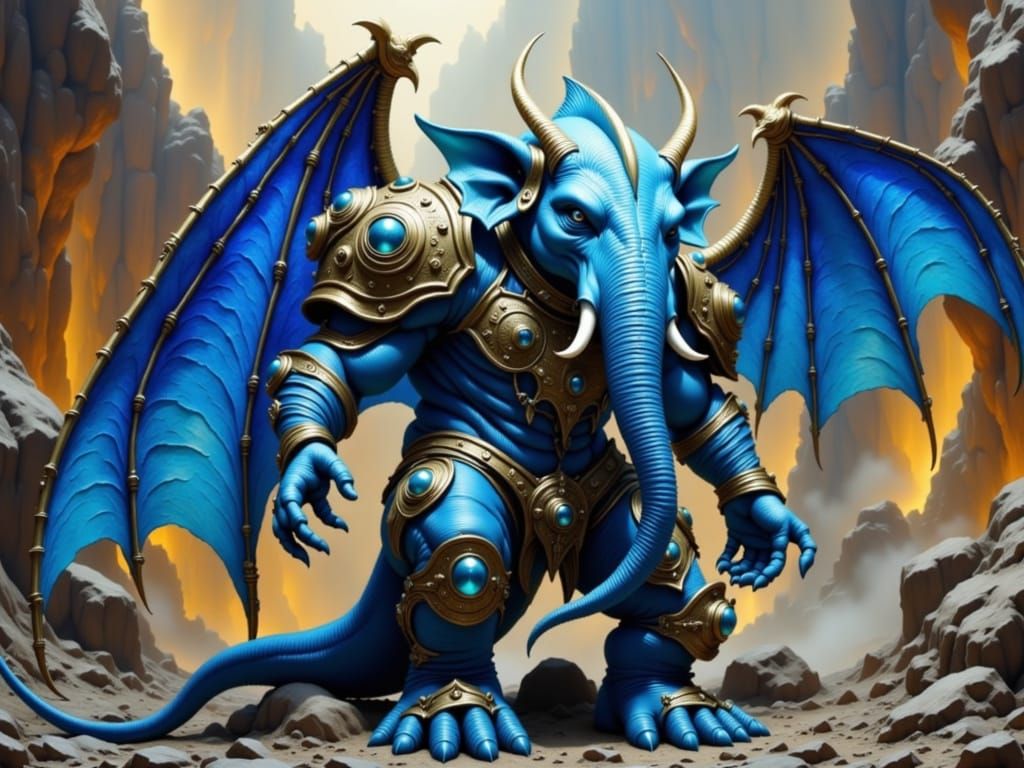 Frazetta Style Mirage, a Majestic Genie in a Desert Ooze