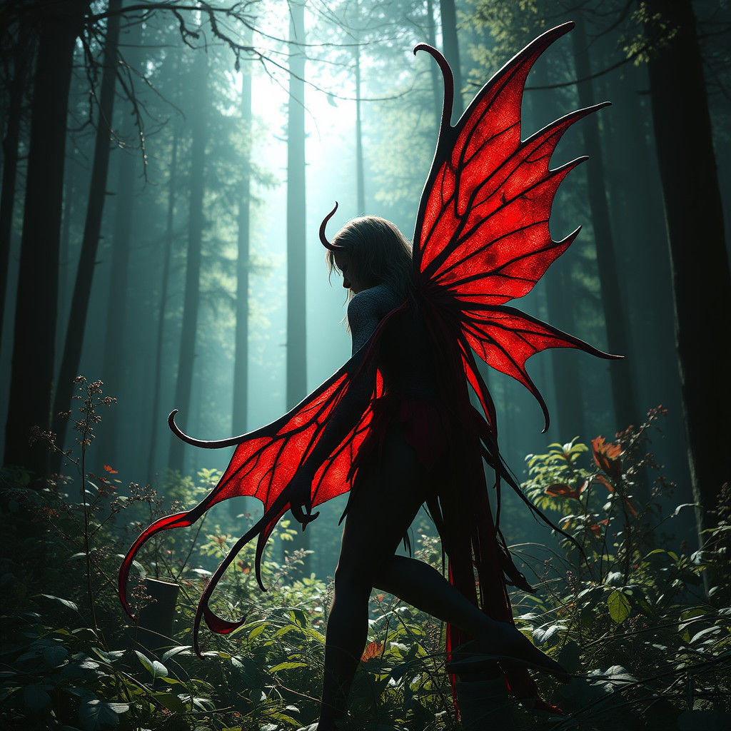 Fading Blood Fairy in Forest Clearing