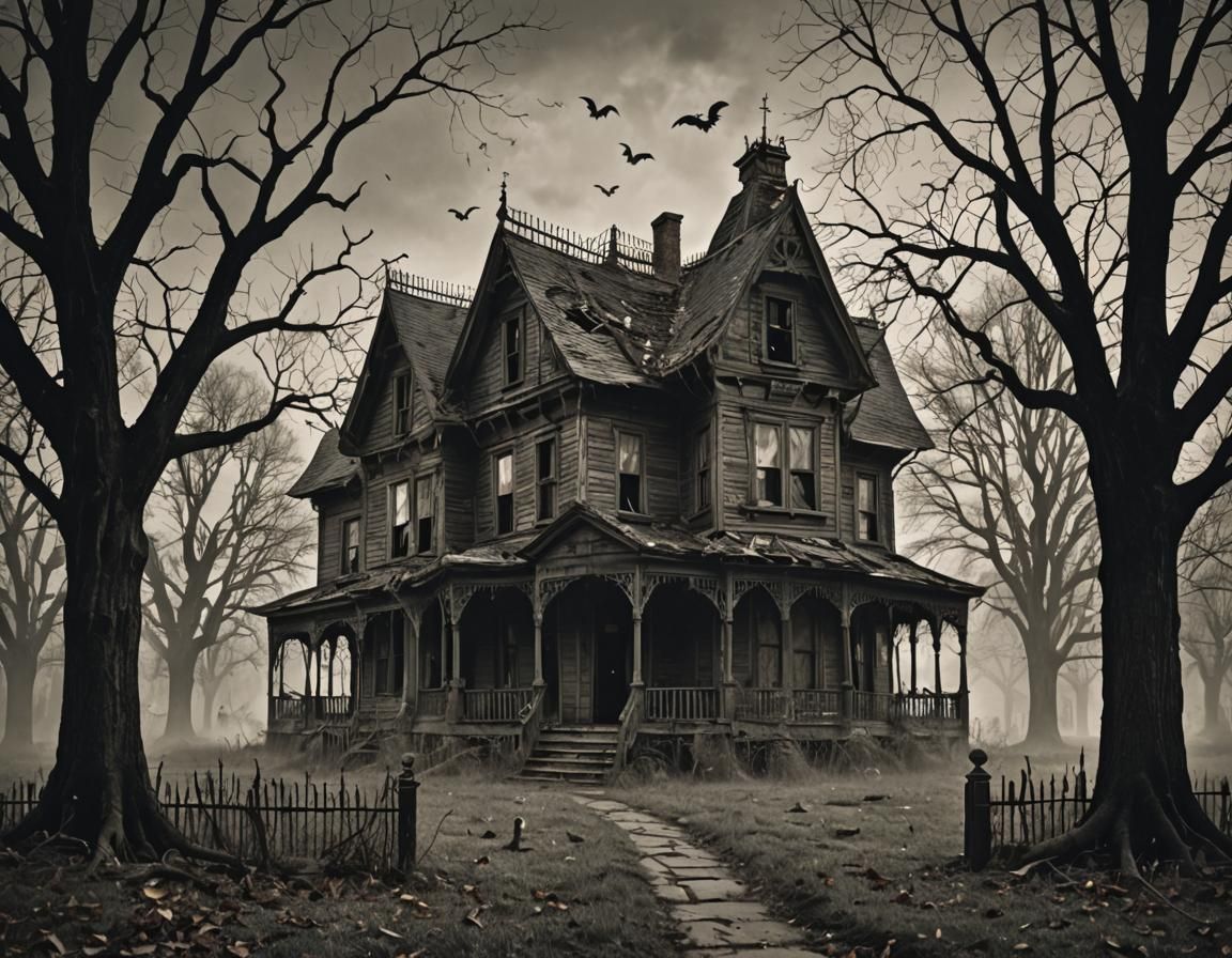 Eerie Haunted Houses in the Night