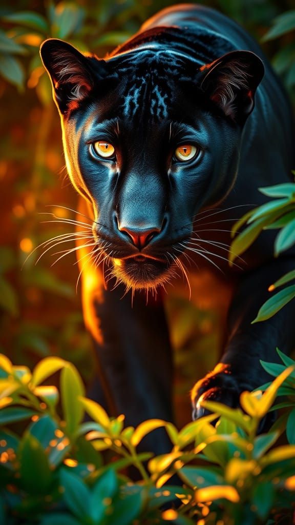 Regal Black Panther in Vibrant Cinematic Style